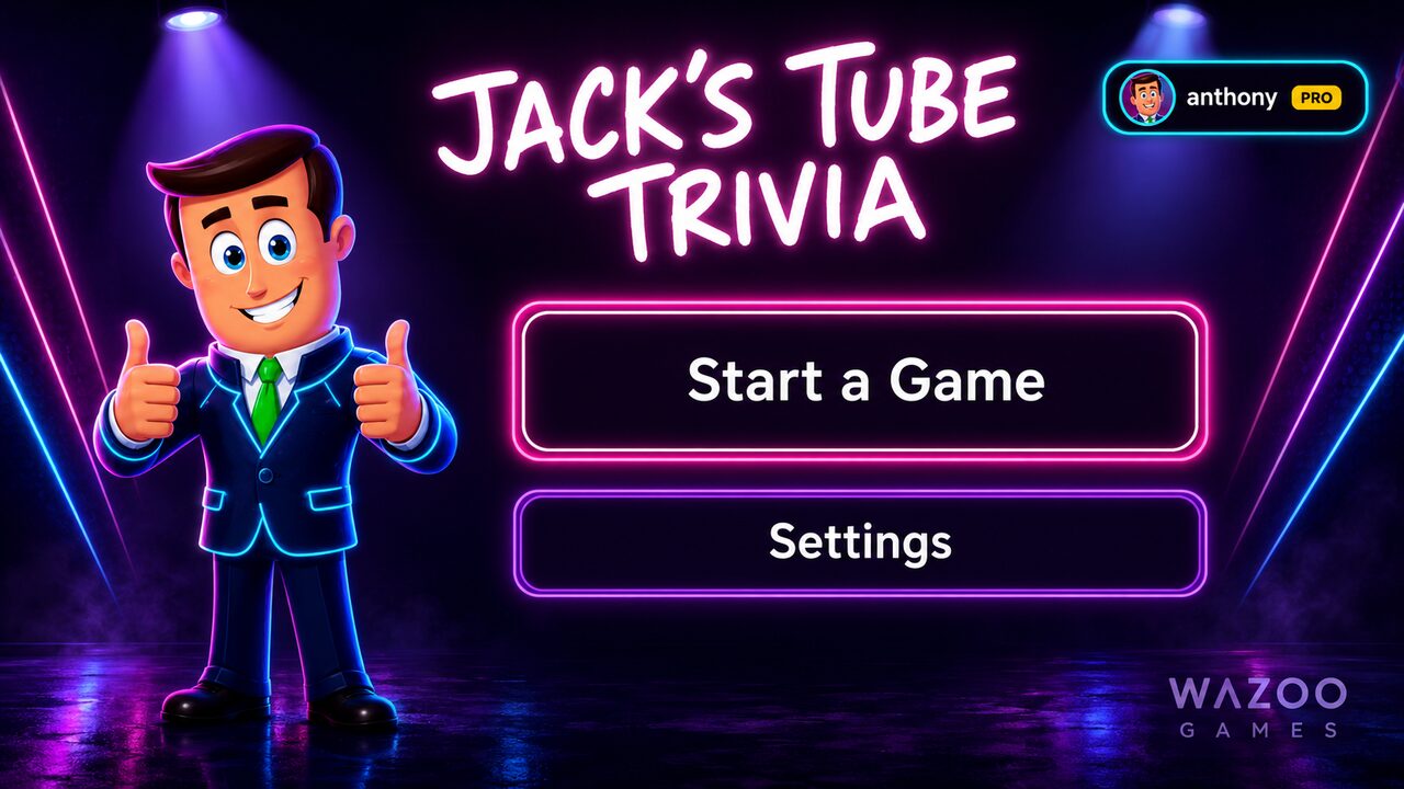 Jack giving two thumbs up on the neon main menu
